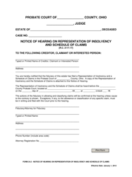 Document preview: Form 24.2 Notice of Hearing on Representation of Insolvency and Schedule of Claims - Ohio