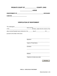 Document preview: Form 25.4 Verification of Reinterment - Ohio