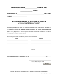 Document preview: Form 25.3 Affidavit of Service of Notice on Hearing on Application for Disinterment - Ohio