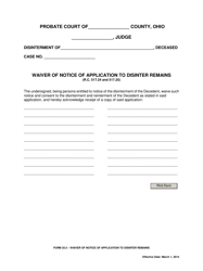 Document preview: Form 25.5 Waiver of Notice of Application to Disinter Remains - Ohio