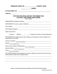 Document preview: Form 26.0 Petition for Involuntary Treatment for Alcohol and Other Drug Abuse - Ohio
