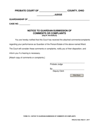Form 27.0 &quot;Notice to Guardian-Submission of Comments or Complaints&quot; - Ohio