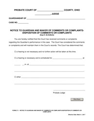 Form 27.1 &quot;Notice to Guardian and Maker of Comments or Complaints -disposition of Comments or Complaints&quot; - Ohio