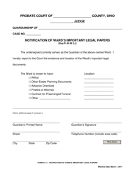 Document preview: Form 27.11 Notification of Ward's Important Legal Papers - Ohio