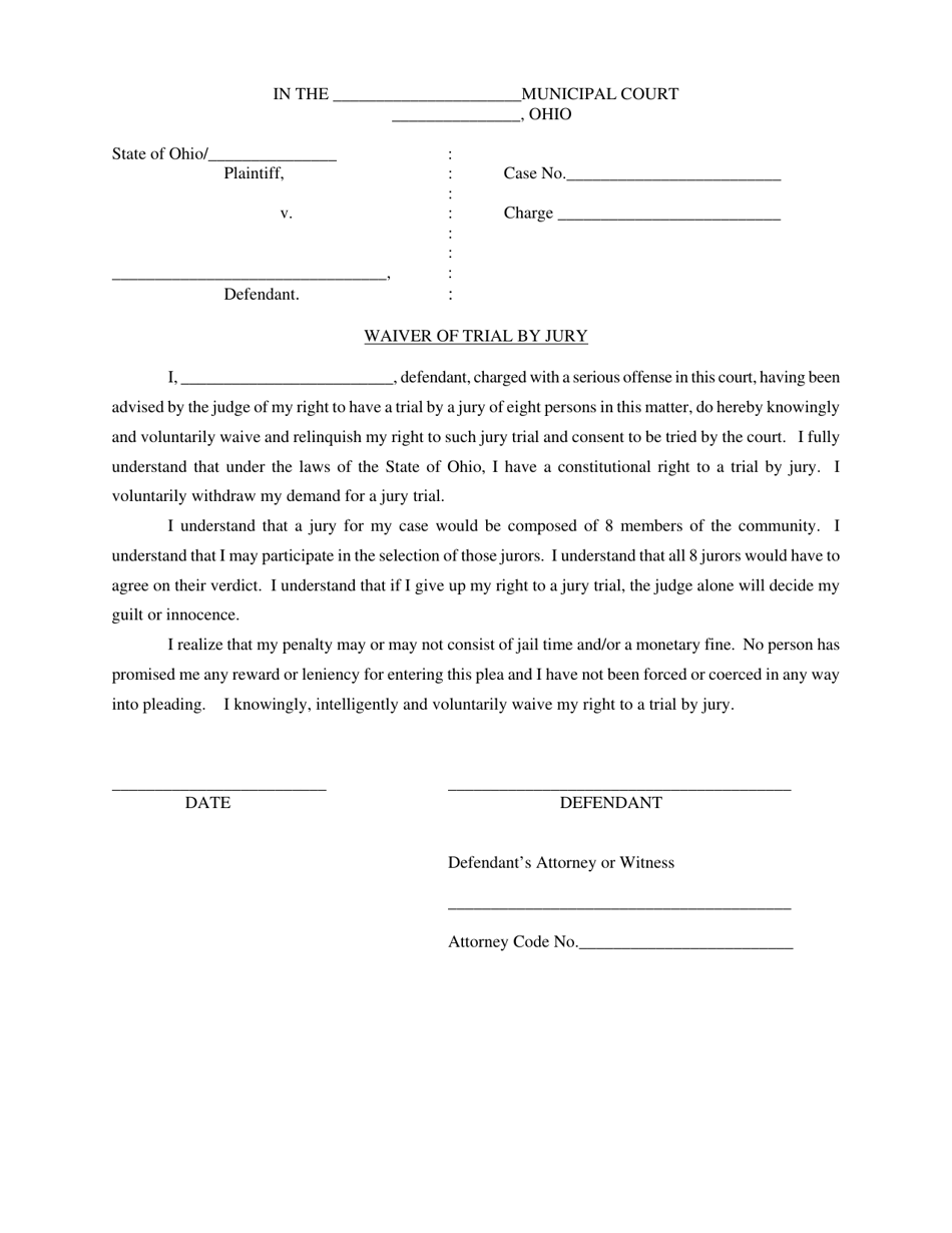 Waiver of Trial by Jury - Ohio, Page 1