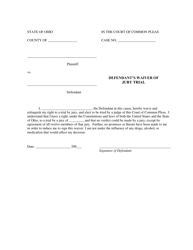 Document preview: Defendant's Waiver of Jury Trial - Ohio