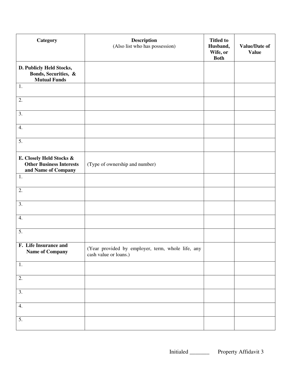 Uniform Affidavit of Property - Ohio, Page 3