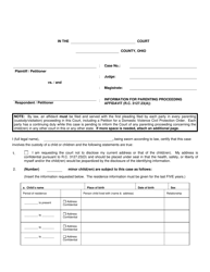 Document preview: Information for Parenting Proceeding Affidavit (R.c. 3127.23(A)) - Ohio