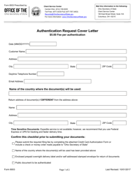 Form 8003 Authentication Request Cover Letter - Ohio