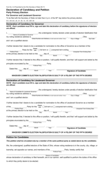 Form 2-A Declaration of Candidacy and Petition - Party Primary Election for Governor and Lieutenant Governor - Ohio