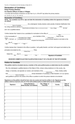 Form 2-I &quot;Declaration of Candidacy - Party Primary Election for Elective Offices of Cities or Villages&quot; - Ohio