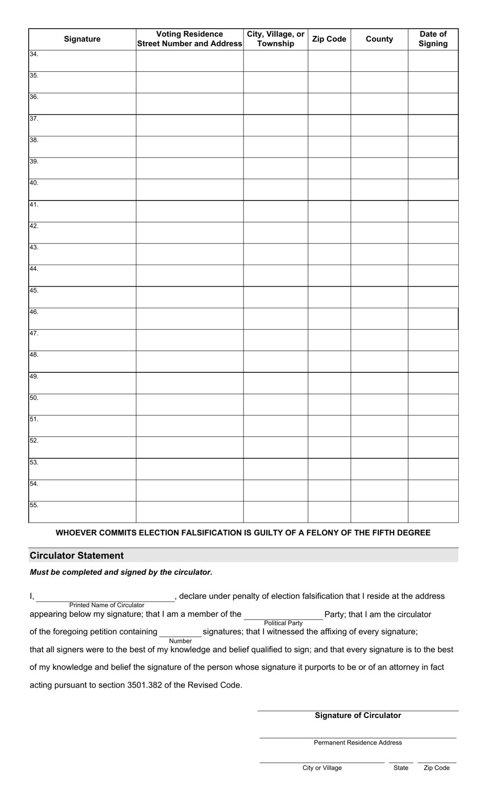 Form 2-N Declaration of Candidacy - Party Primary - at-Large Delegate / Alternate to the National Convention (Traditional) - Ohio, Page 3