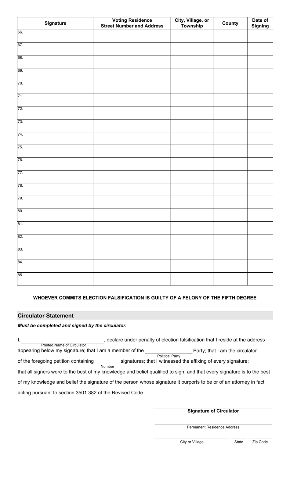 Form 2-P Declaration of Candidacy for District Delegate or District Alternate to the National Convention - Party Primary Election - Ohio, Page 4