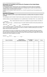 Form 2-O Declaration of Candidacy and Choice for President of the United States for Delegate-At-Large or Alternate-At-Large to the National Convention (Several Candidates) - Party Primary Election - Ohio