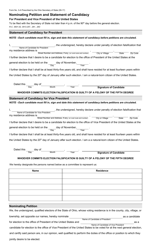 Form 3-A Nominating Petition and Statement of Candidacy for President and Vice President of the United States - Ohio
