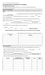 Document preview: Form 3-J Nominating Petition and Statement of Candidacy for Judge of the County Court - Ohio