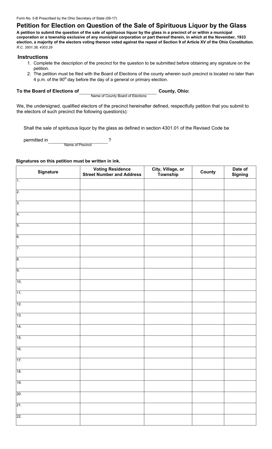 Form 5-B - Fill Out, Sign Online and Download Fillable PDF, Ohio ...