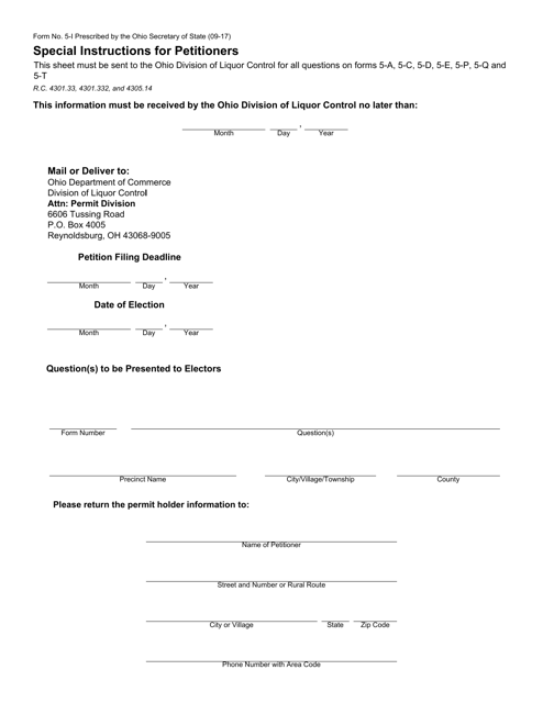 Form 5-I Special Instructions for Petitioners - Ohio