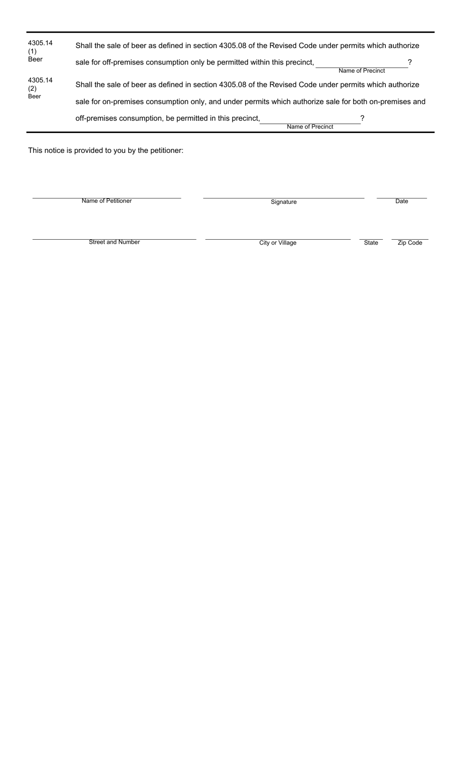 Form 5-M Notice to Liquor Permit Holder of the Circulation of a Local Option Petition - Ohio, Page 3