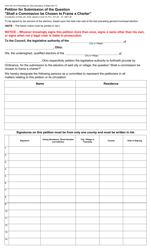 Document preview: Form 6-A Petition for Submission of the Question "shall a Commission Be Chosen to Frame a Charter" - Ohio