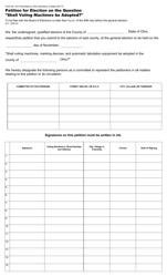 Form 6-D Petition for Election on the Question &quot;shall Voting Machines Be Adopted?&quot; - Ohio