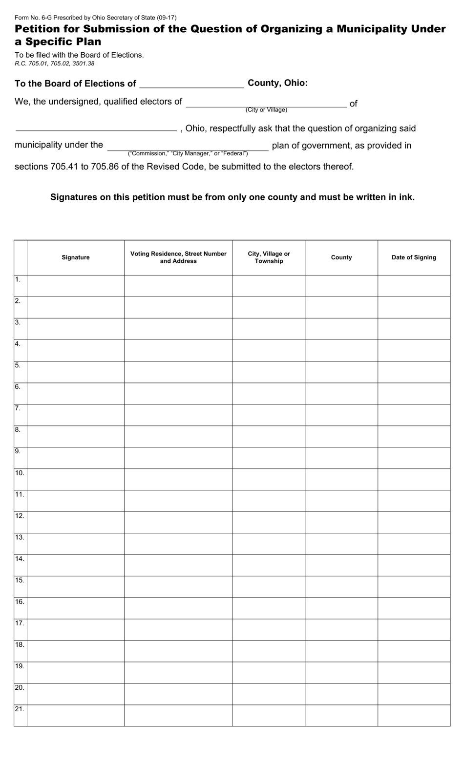 Form 6-G - Fill Out, Sign Online and Download Fillable PDF, Ohio ...