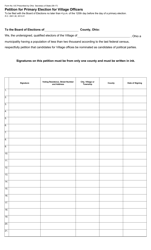 Form 6-E Petition for Primary Election for Village Officers - Ohio
