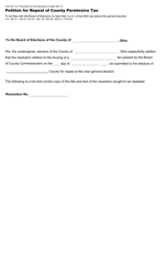 Form 6-L Petition for Repeal of County Permissive Tax - Ohio