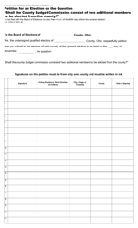 Form 6-M Petition for an Election on the Question &quot;shall the County Budget Commission Consist of Two Additional Members to Be Elected From the County?&quot; - Ohio
