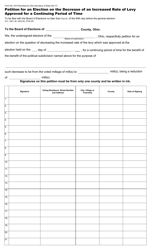 Form 6-R Petition for an Election on the Decrease of an Increased Rate of Levy Approved for a Continuing Period of Time - Ohio