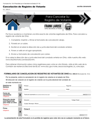Form 10-A Voter Registration Cancellation - Ohio (English/Spanish), Page 2