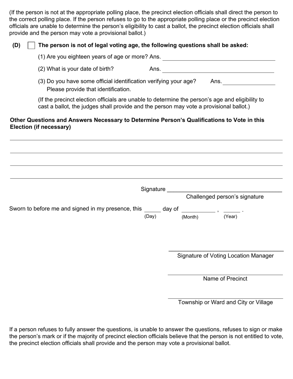 Form 10-U Affidavit-Oath-Examination of Person Challenged - Ohio, Page 2