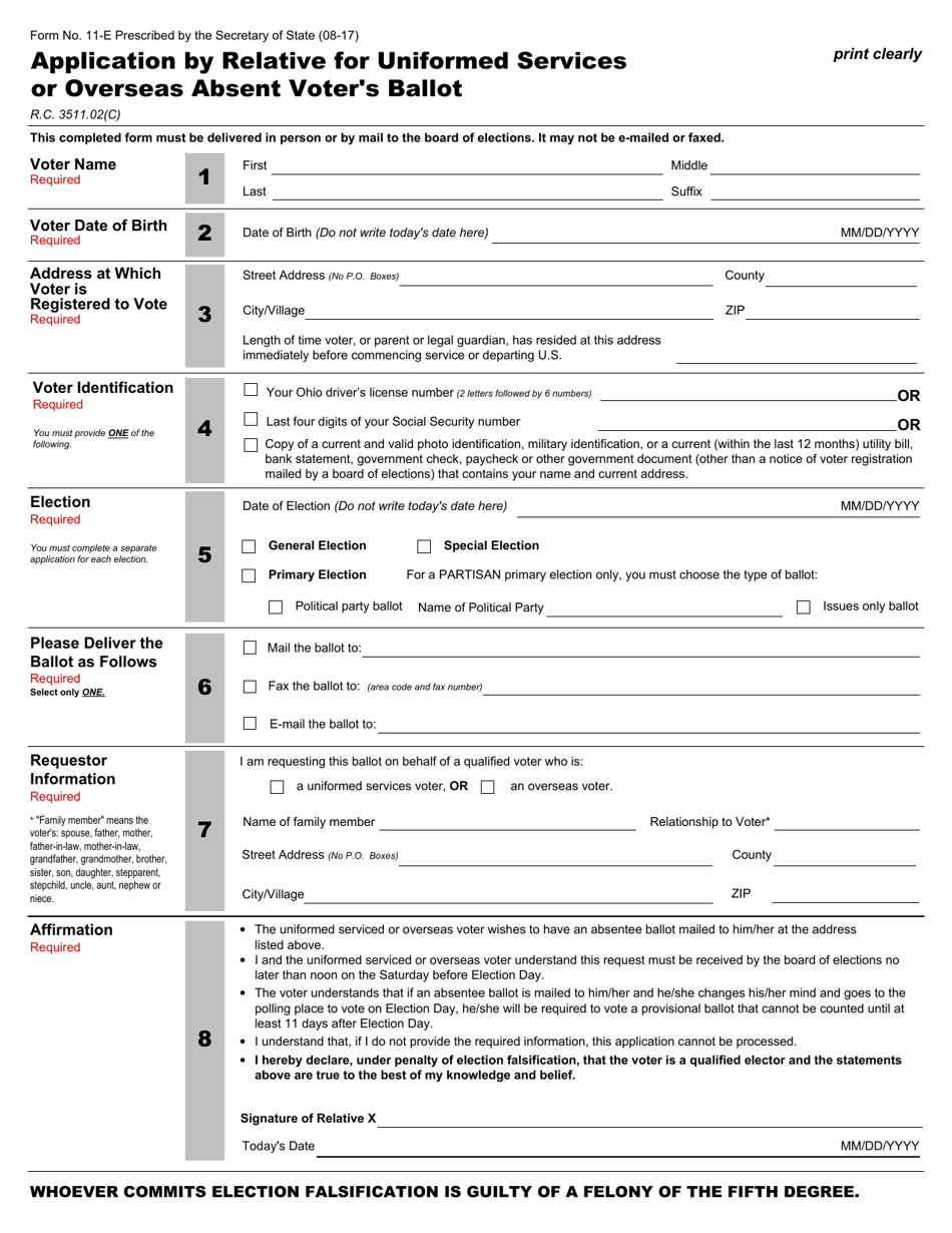 Form 11-E - Fill Out, Sign Online and Download Fillable PDF, Ohio ...