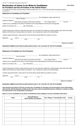 Form 13-A Declaration of Intent to Be Write-In Candidates for President and Vice-President of the United States - Ohio
