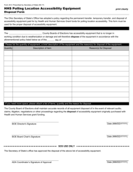 Document preview: Form 20-C Hhs Polling Location Accessibility Equipment Disposal Form - Ohio