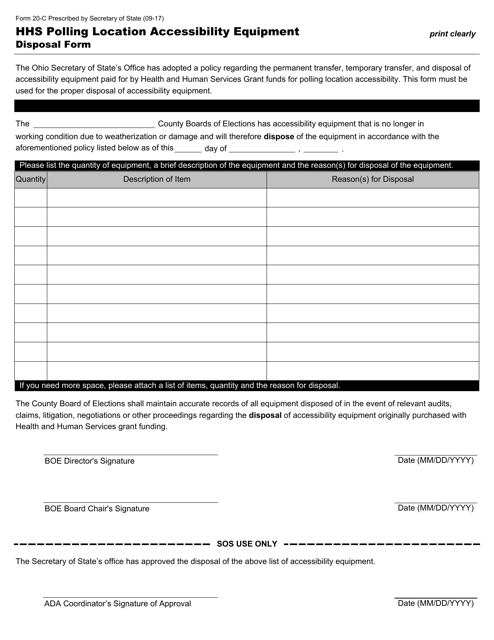 Form 20-C Hhs Polling Location Accessibility Equipment Disposal Form - Ohio
