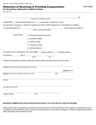 Form 14 &quot;Statement of Receiving or Providing Compensation for Circulating a Statewide Candidate Petition&quot; - Ohio