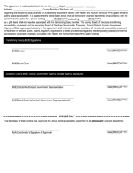 Form 20-A Hhs Polling Location Accessibility Equipment Agreement of Temporary (Loan) Transfer - Ohio, Page 2