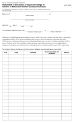 Form 32 &quot;Statement of Circulator or Agent in Charge of Initiative or Referendum Petition (County or Municipal)&quot; - Ohio