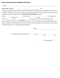 Form 104 Certificate of Appointment of Precinct Election Official to Fill Vacancy and Oath - Ohio, Page 2