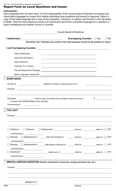 Form 126-C Report Form on Local Questions and Issues - Ohio