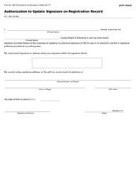 Document preview: Form 260 Authorization to Update Signature on Registration Record - Ohio