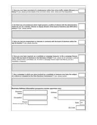 Form 307 &quot;Questionnaire for Prospective Appointment as a Member, Director, or Deputy Director of the County Board of Elections&quot; - Ohio, Page 2
