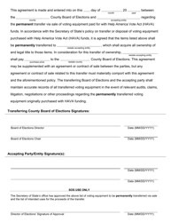 Form 426 Agreement of Permanent Transfer via Sale of Voting Equipment Purchased With Hava Funds - Ohio, Page 2