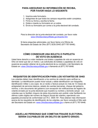Formulario De Registro De Votante O Actualizacion De Registro Actual - Ohio (Spanish), Page 2