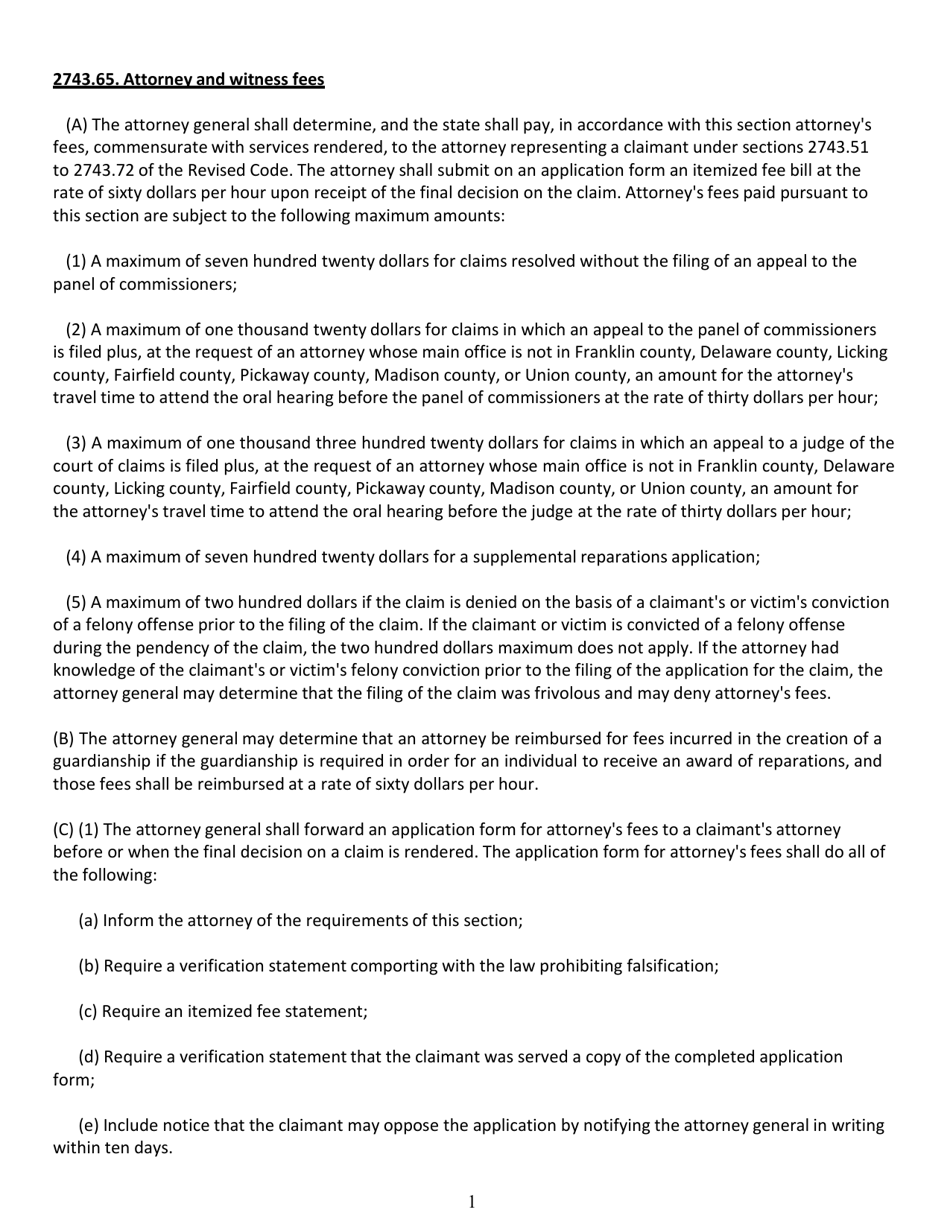 Attorney Fees Application Form - Ohio, Page 3