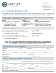 &quot;Consumer Complaint Form&quot; - Ohio