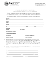 Application for Certificate of Registration - Ohio