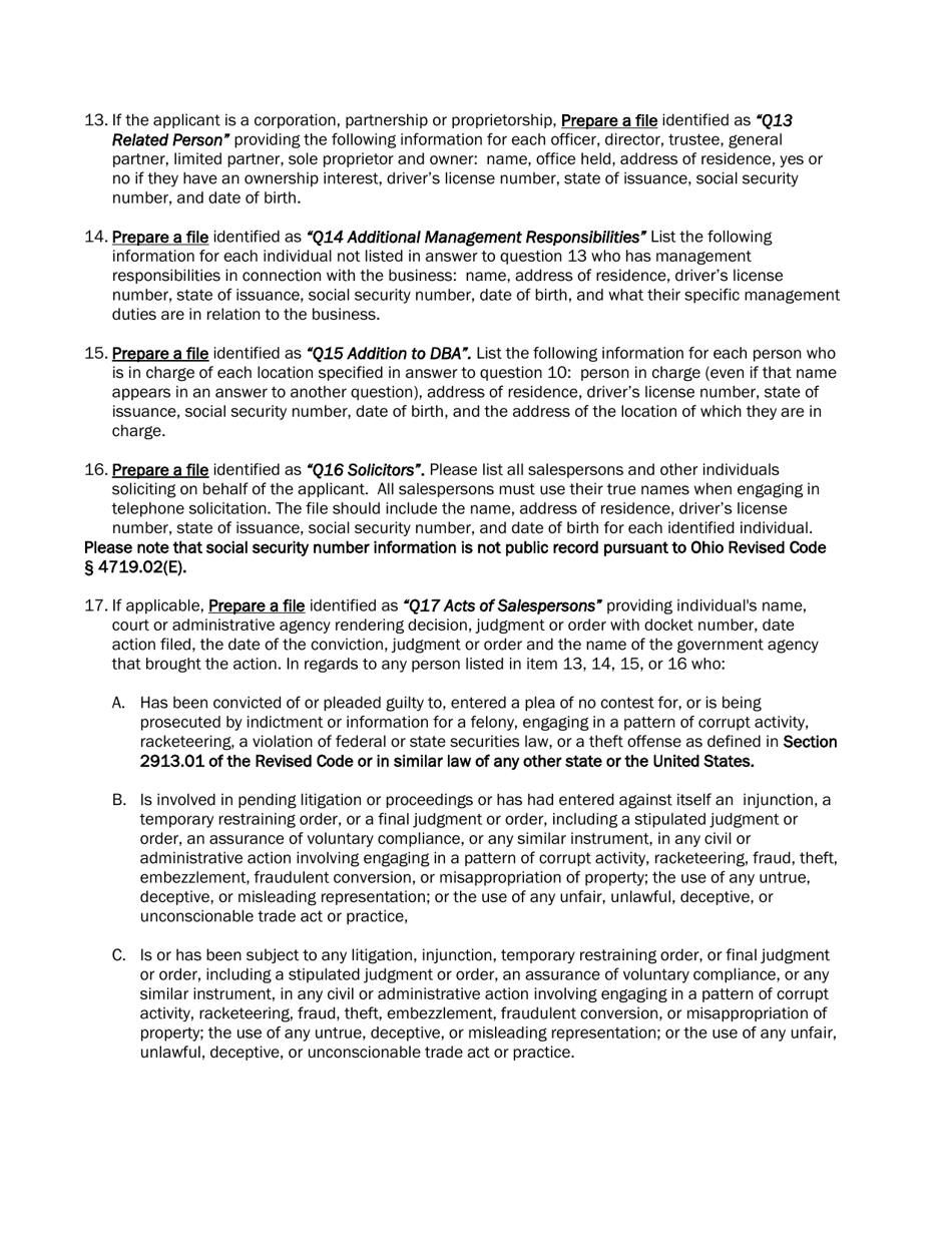 Application for Certificate of Registration - Ohio, Page 5
