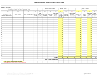 Ohio Approved Instant Ticket Tracker Ledger Form Download Printable PDF ...